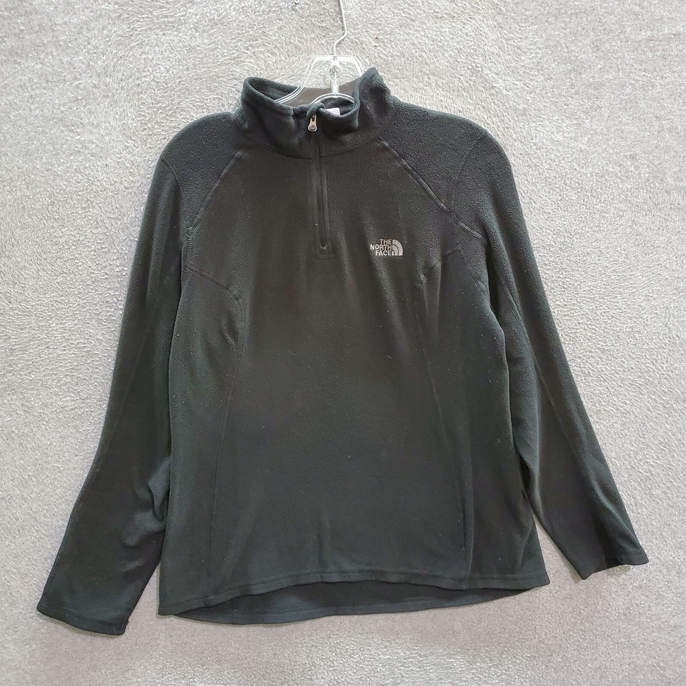 The North Face Women‎ Sweatshirt Medium Black Fleece Logo 1/4 Zip Pullover